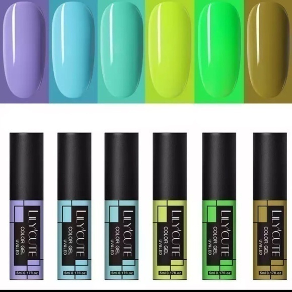 Set of 6 bright colored gel polish